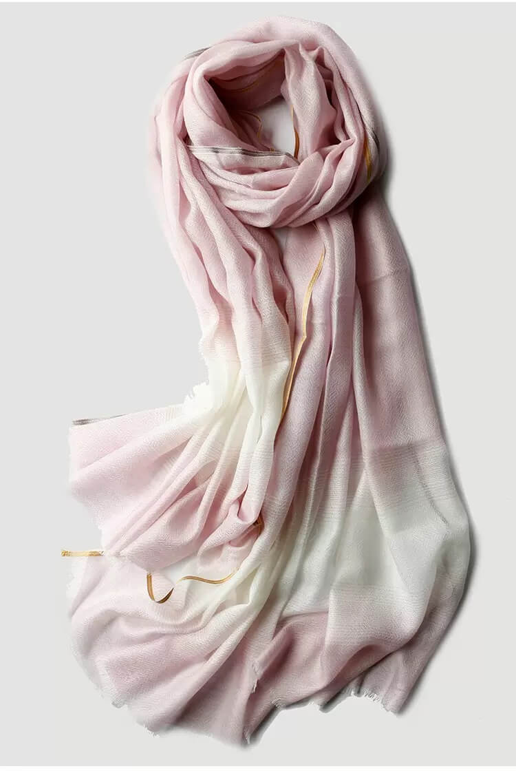 Pink gradient 100% cashmere shawl 200×90cm lightweight summer cashmere scarf