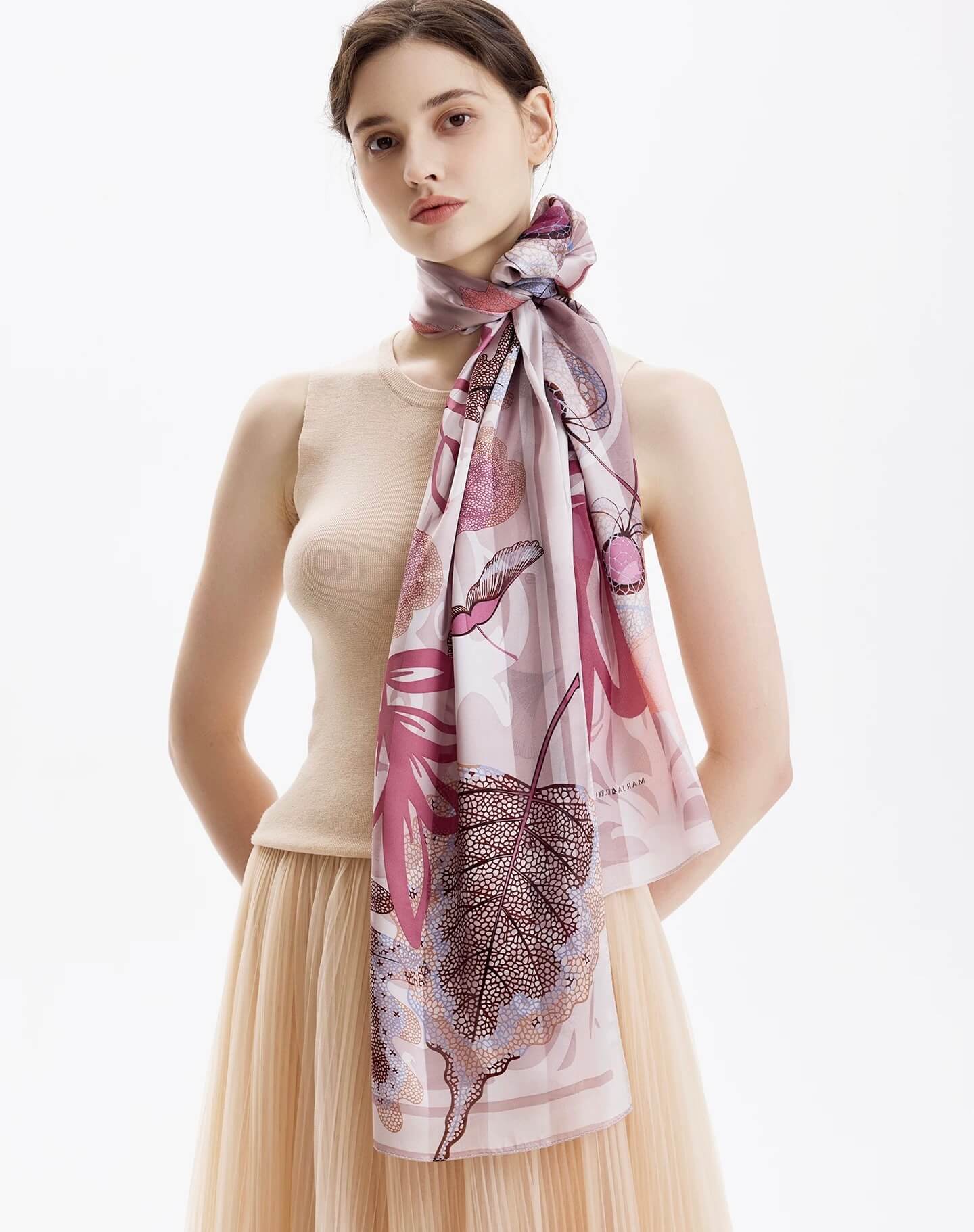 breathable mulberry silk scarf 180x55cm luxury accessory
