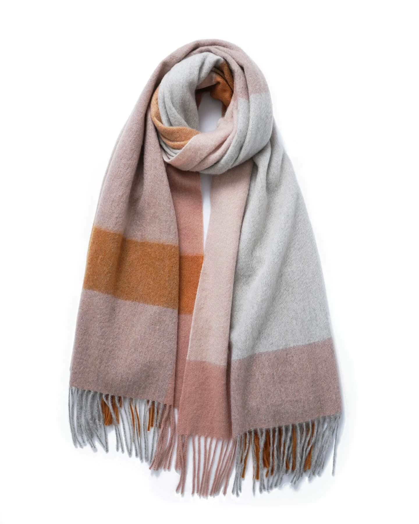 three-tone checkerboard patterns 100% cashmere shawl scarf，	soft woven cashmere plaid shawl scarf closeup texture