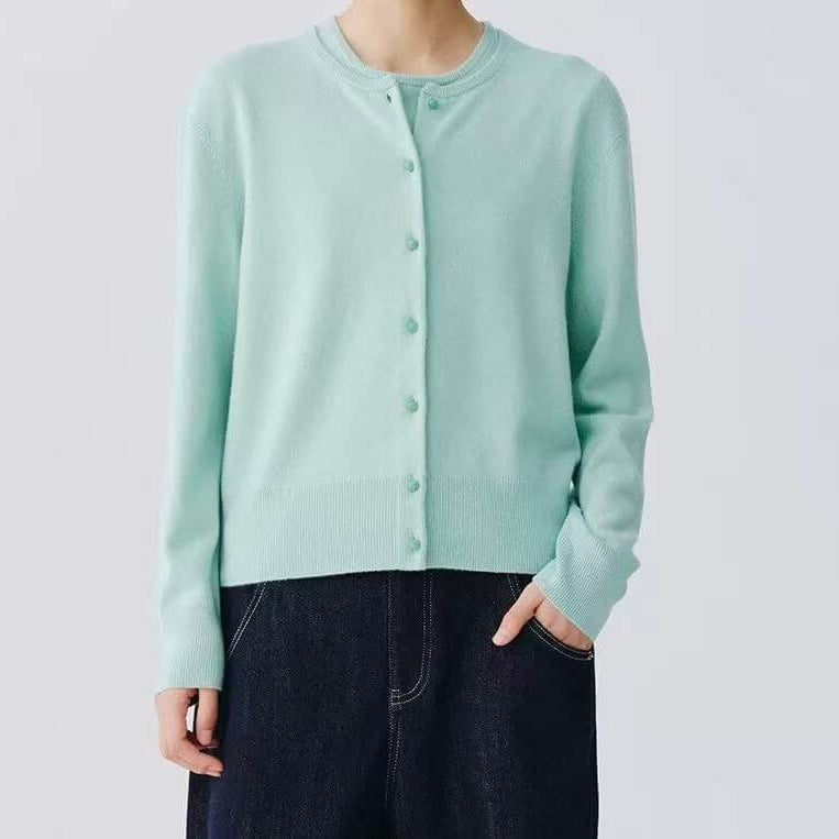 premium cashmere button cardigan soft texture detail high-end women knitwear