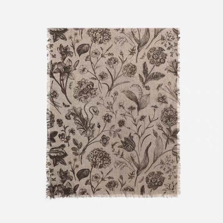 Lightweight 100 percent cashmere horse print scarf shawl styled as wrap