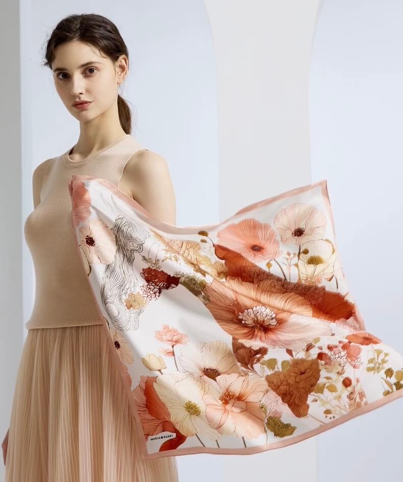 premium silk square scarf lightweight vacation accessory