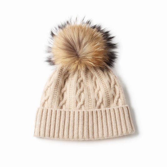 Luxurious 100% Cashmere Beanie for Women — Effortless Elegance, Cozy Warmth in beige 