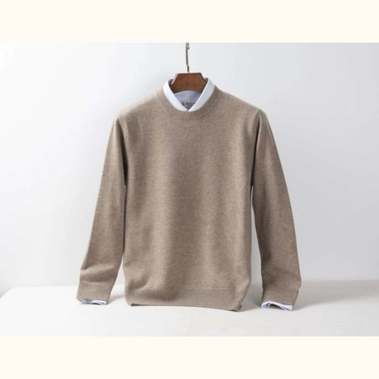 camel color men's cashmere crew neck sweater，Luxury 100% Cashmere Sweater for Men