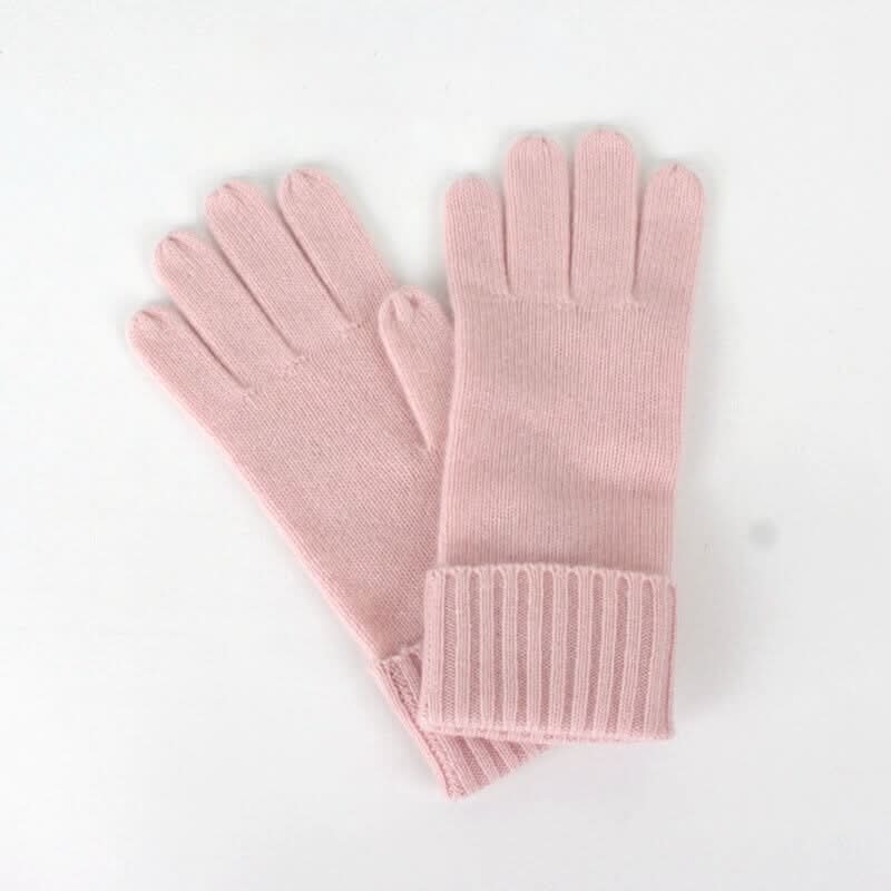 pink color 100% pure cashmere gloves for women