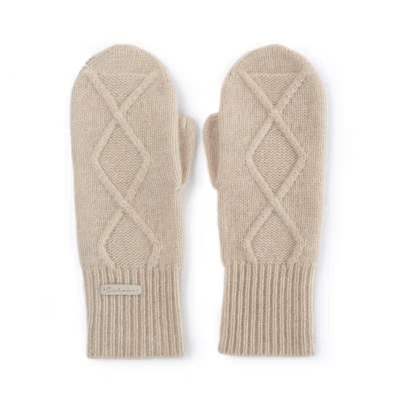 Luxury Women's 100% Cashmere Mittens in beiege 
