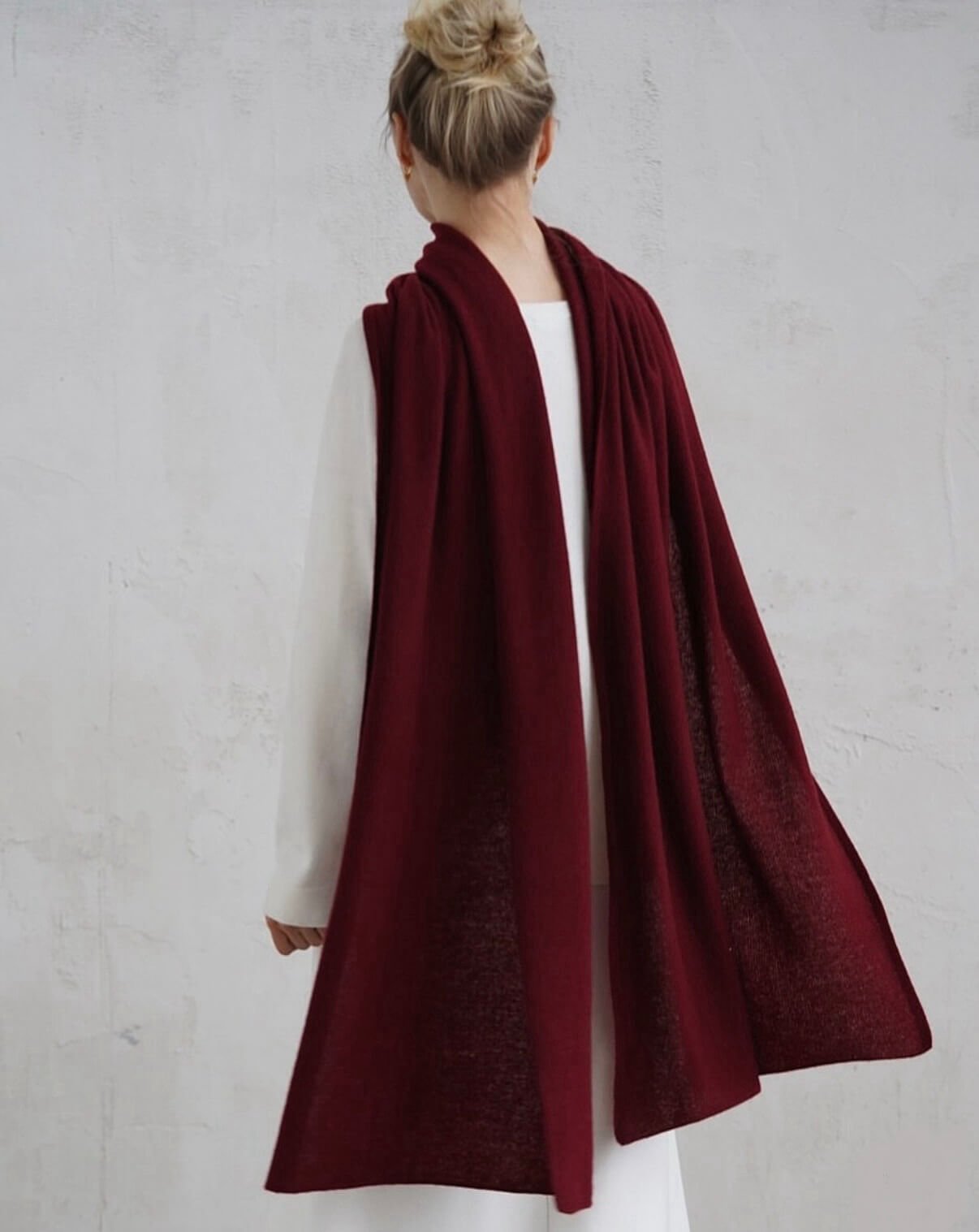 100% cashmere scarf, cashmere shawl, knitted cashmere wrap, plain knit cashmere scarf