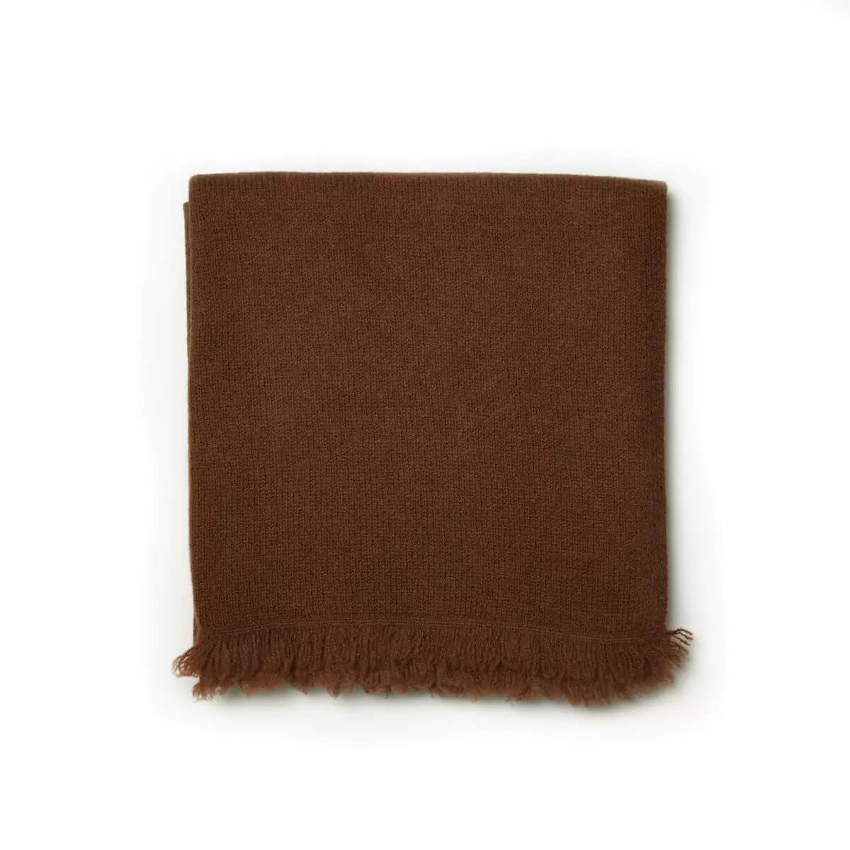 Brown 100 percent cashmere knitted scarf with refined solid color design