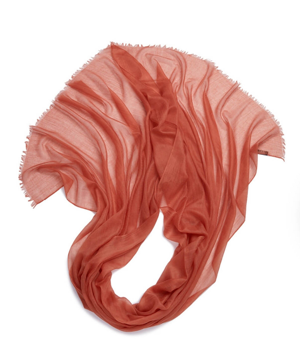 pure cashmere scarf with warm earthy coloring and airy fabric