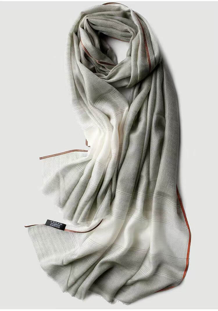 Lightweight cashmere gradient scarf for women, breathable 100% cashmere wrap green”