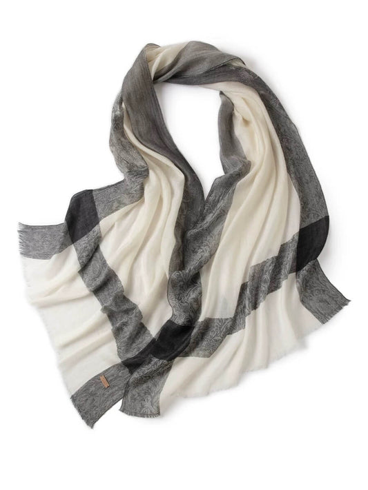 Luxury Women’s 100% Cashmere Scarf Shawl in black and white
