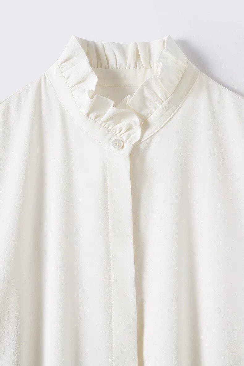 
Women’s 100% Mulberry Silk Ruffle Collar Shirt