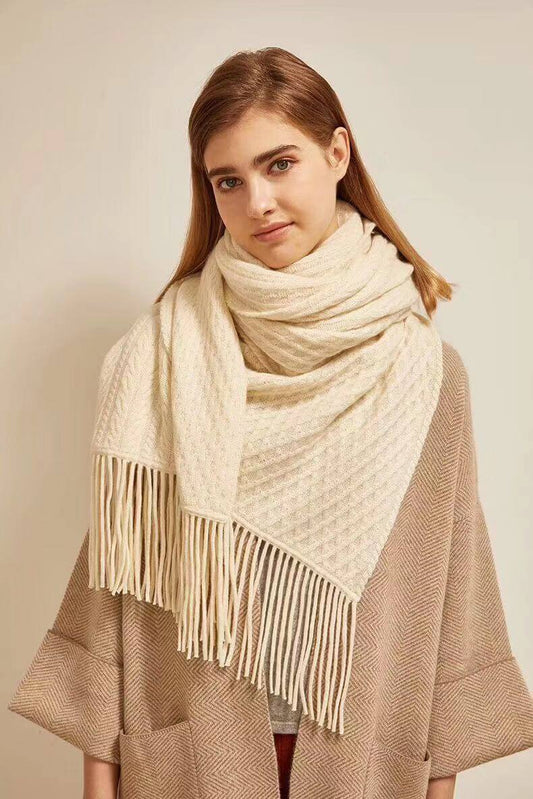 100% cashmere scarf shawl with tassels