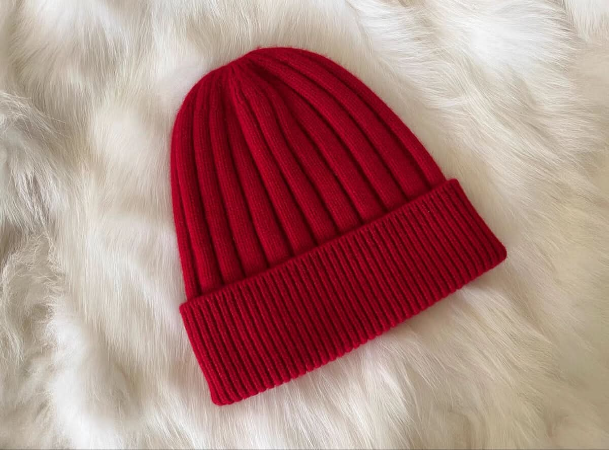 red cashmere beanie hats