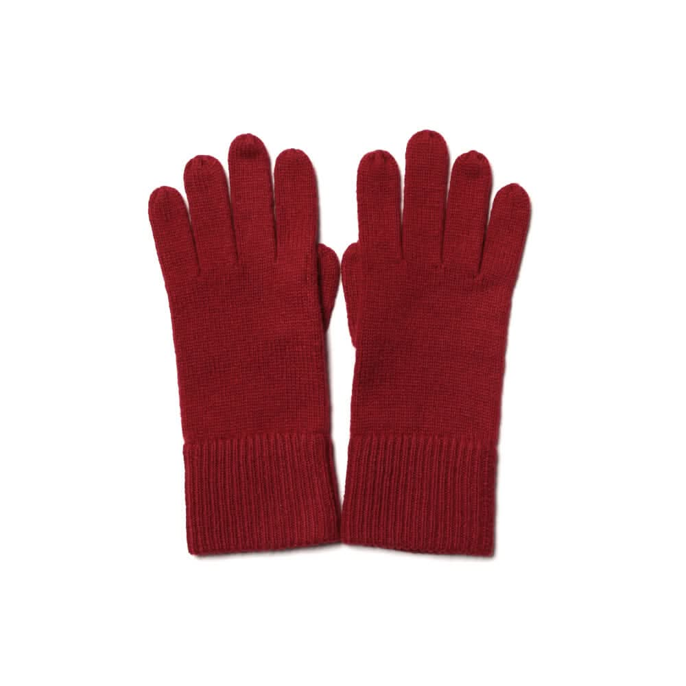 Women's solid color cashmere knitted gloves red