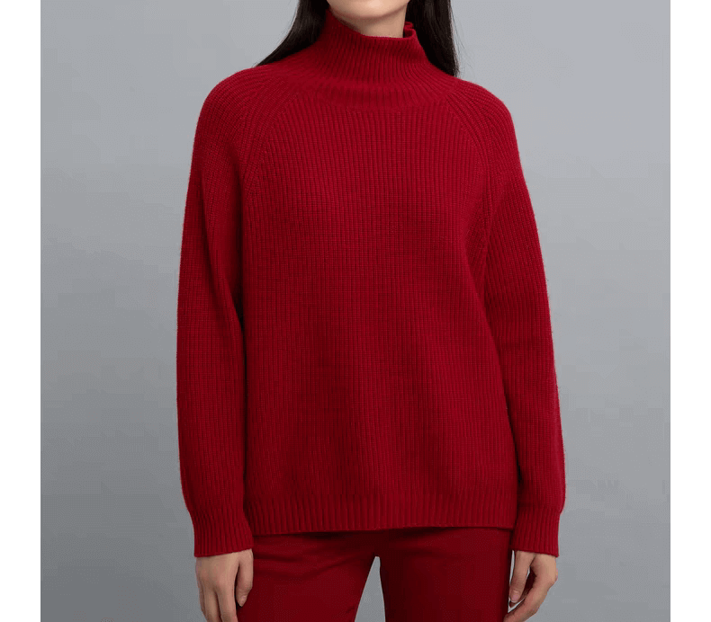 women ribbed red cashmere sweaters