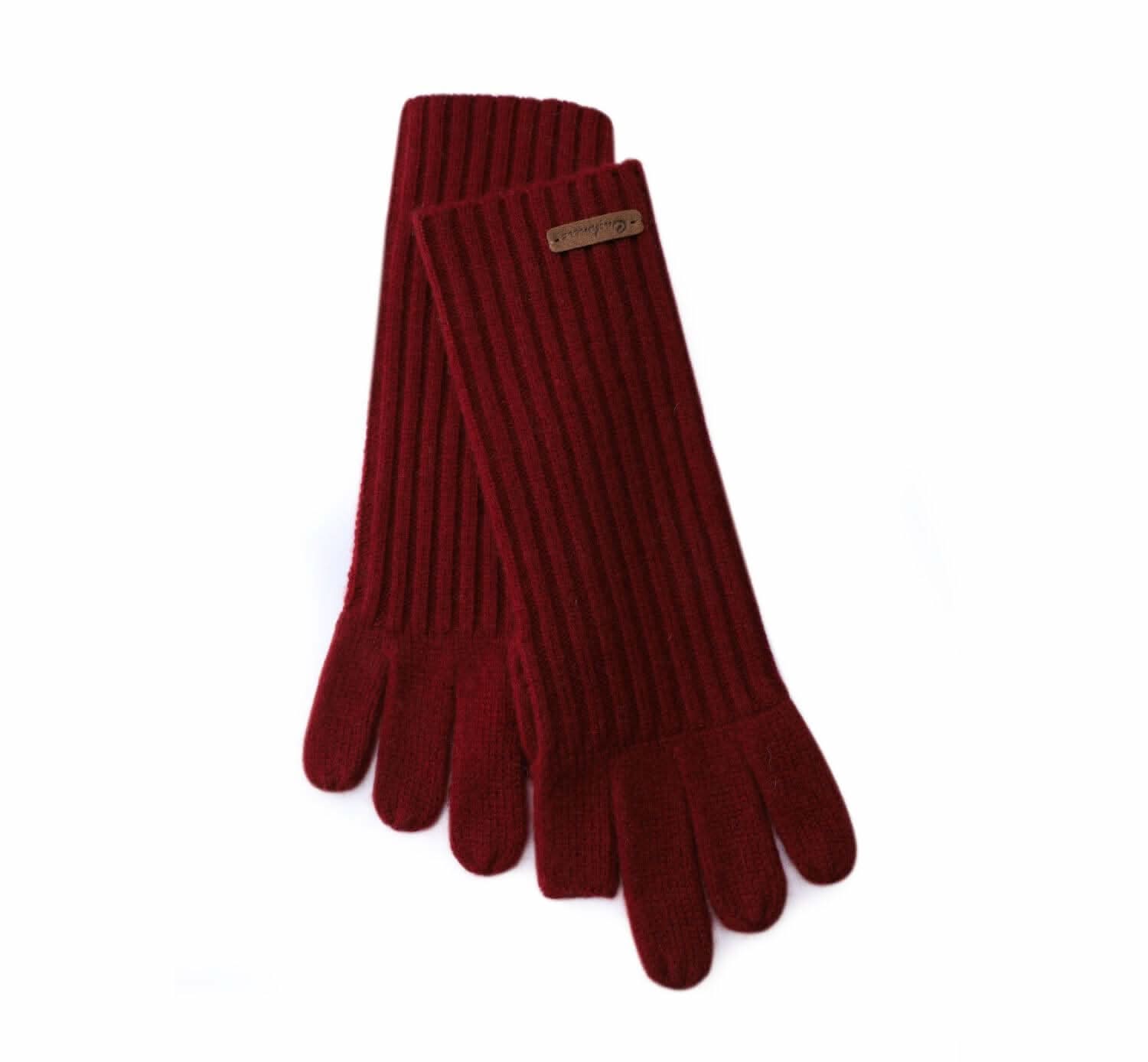 women winter pure cashmere gloves ,Women's Cashmere fingerless Gloves in burgundy red 