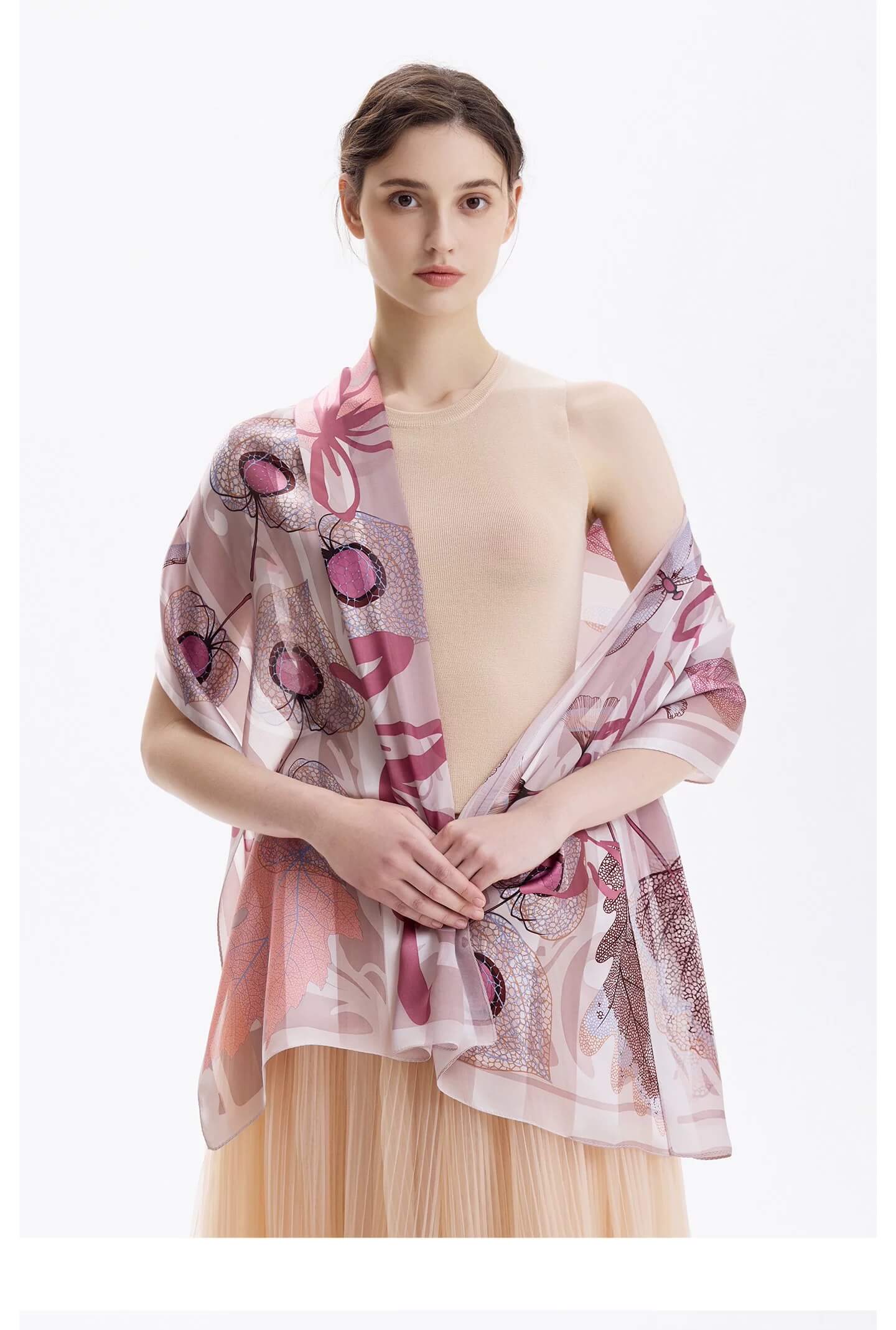	satin stripe silk scarf soft transparent silk texture close up