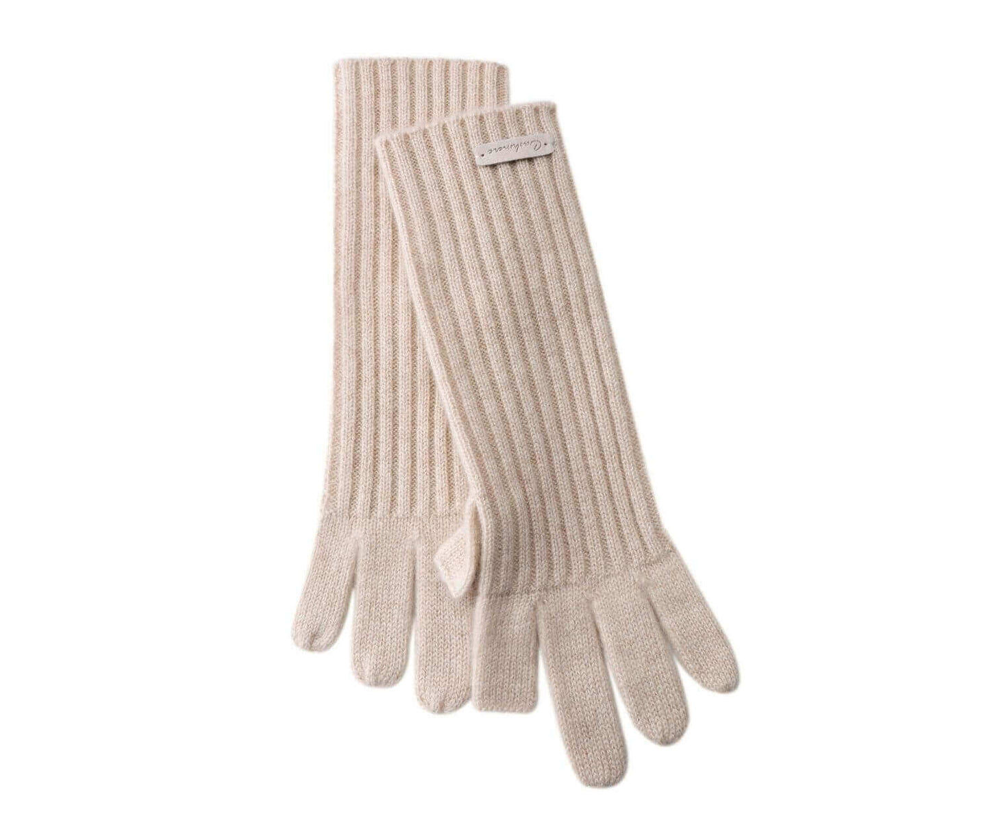  100% Cashmere Long Gloves  in beige color 