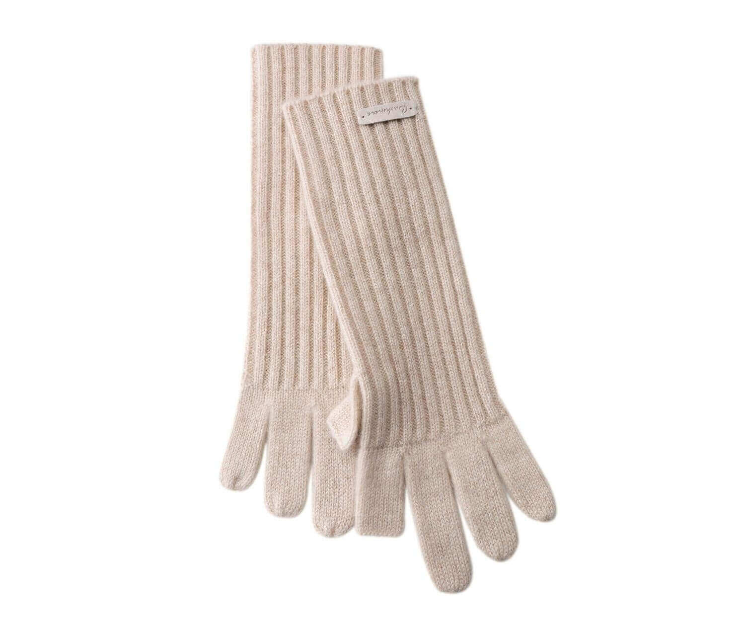  100% Cashmere Long Gloves  in beige color 