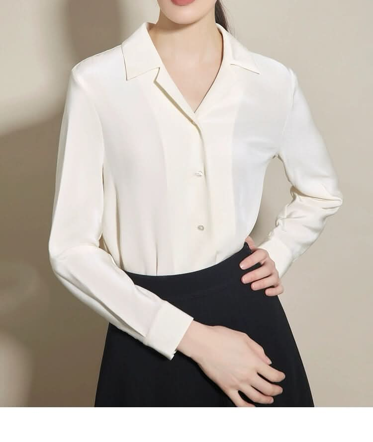 White Silk Shirt Silk Blouse for women long sleeve