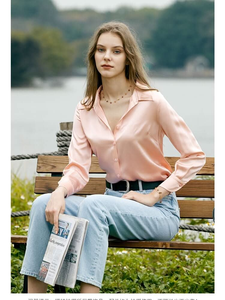 pink silk blouse shirts