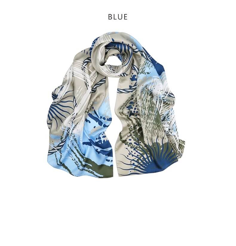 Women’s 100% Mulberry Silk Twill Scarf in blue