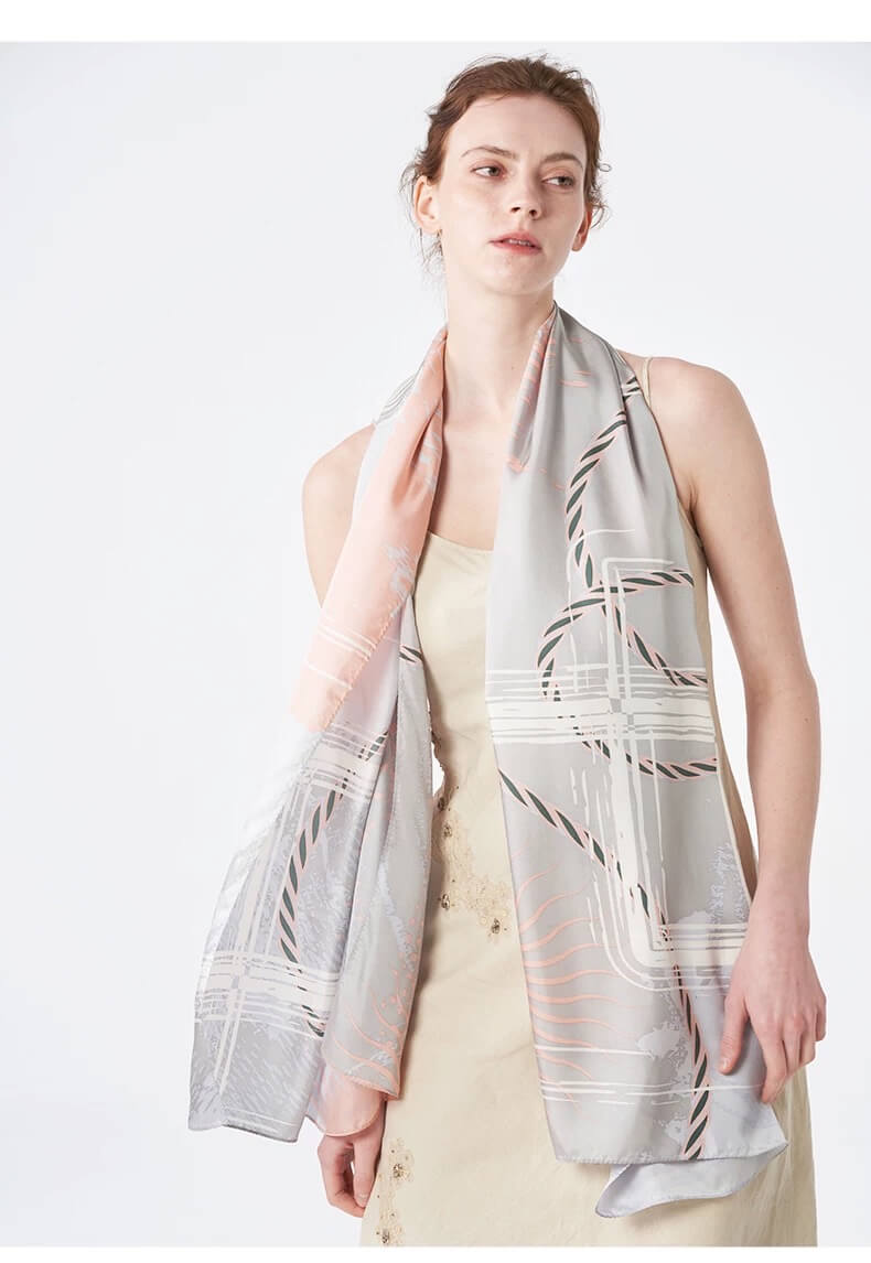 Women’s 100% Mulberry Silk Twill Scarf gray