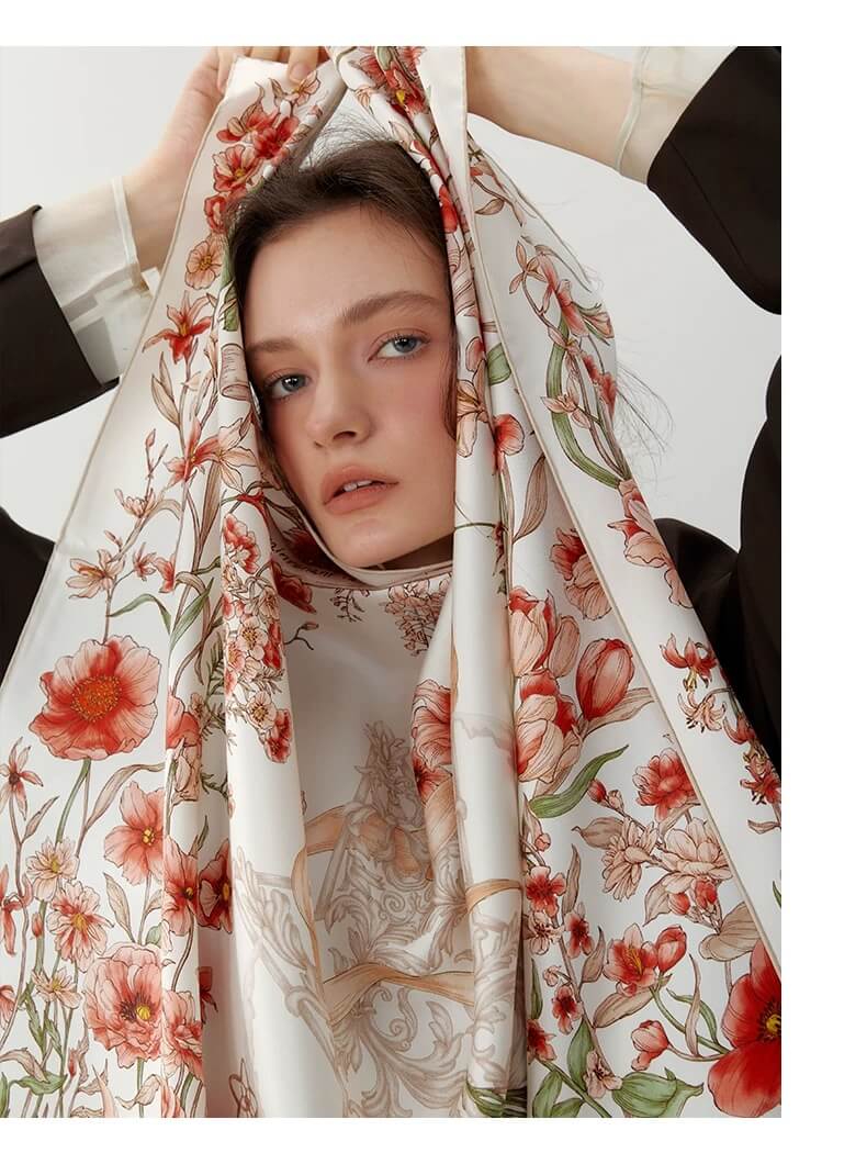 	Elegant 90cm Silk Scarf – Double-Sided Digital Print