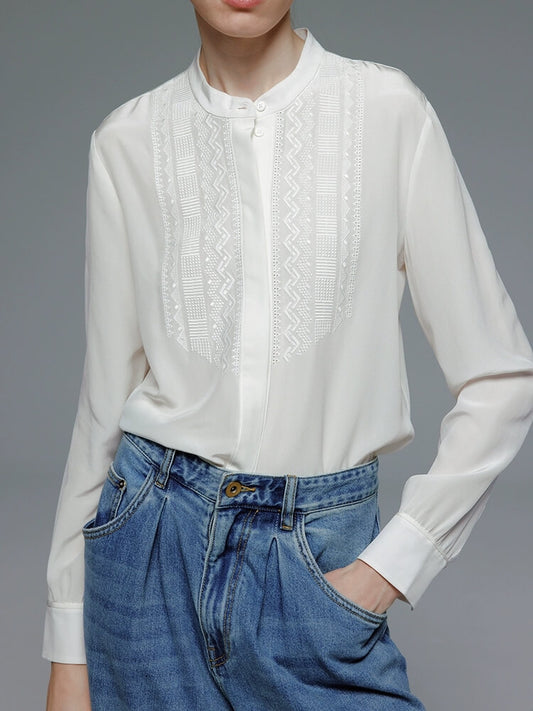 White Silk Blouse Silk Shirt For Women