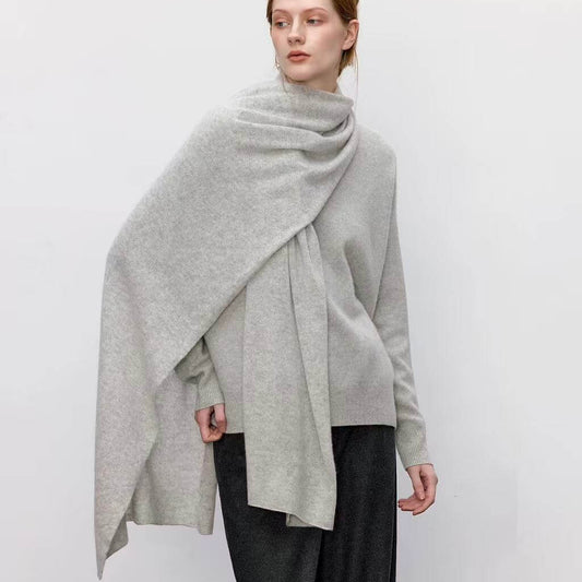 100% cashmere scarf light grey luxury knit scarf