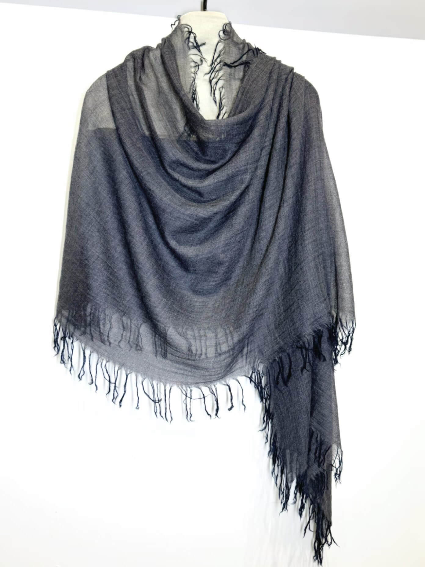 artisan hand finished cashmere fringe shawl