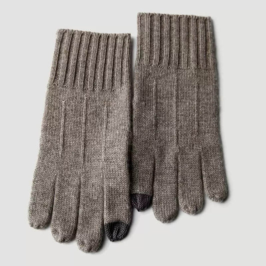 luxury men’s cashmere winter gloves with ribbed cuff