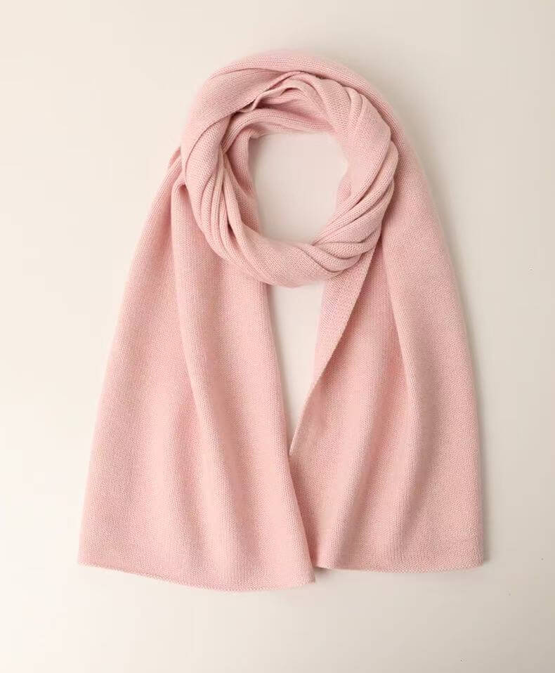 soft pink cashmere mini scarf luxury lightweight winter accessory