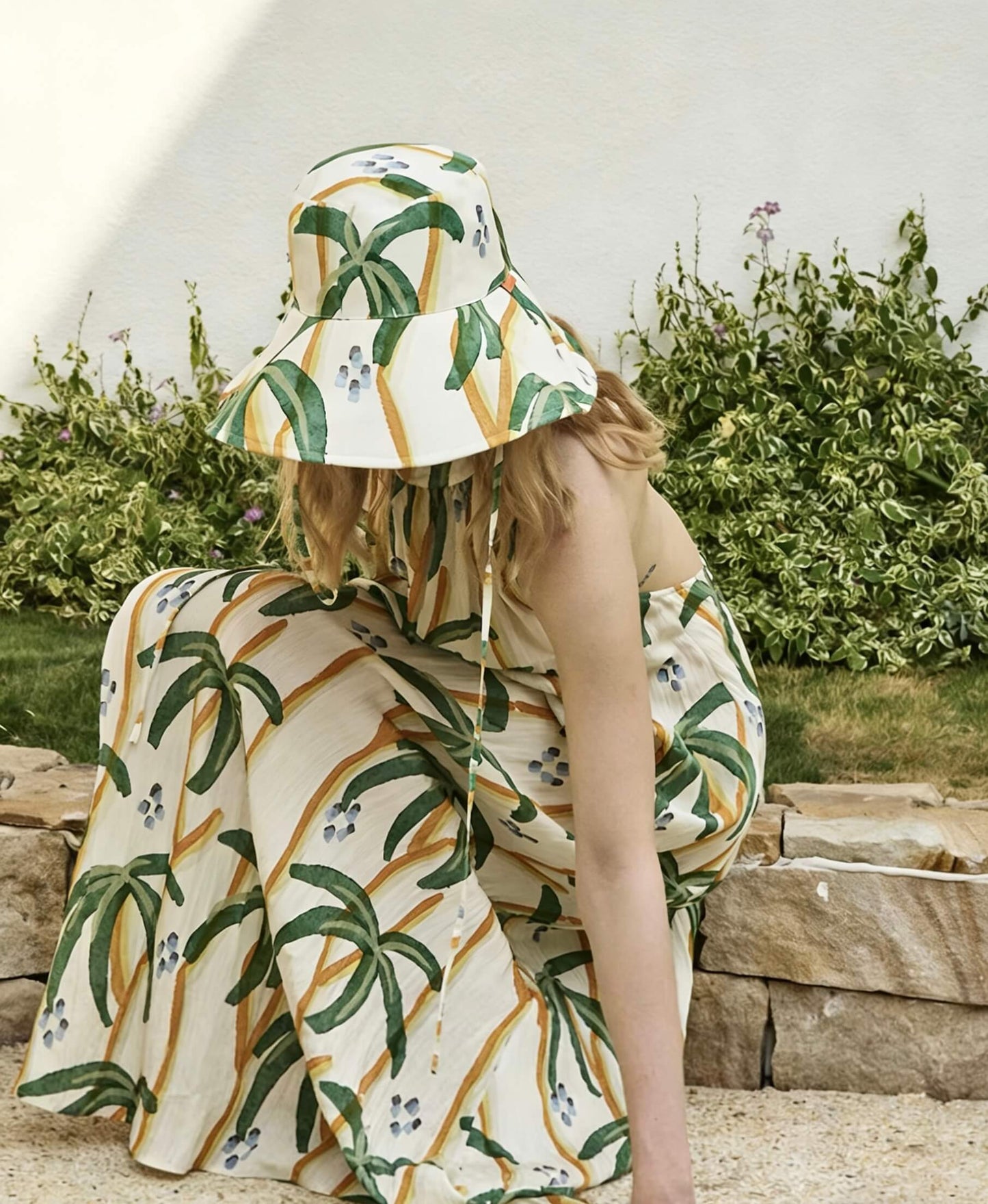 	women printed sun protection bucket hat beach vacation