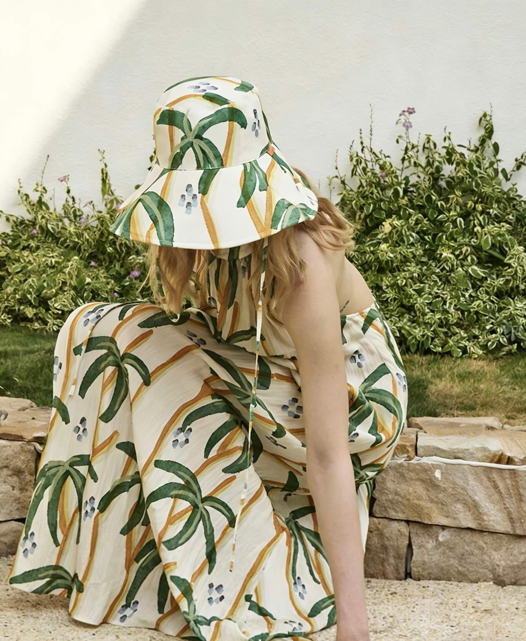 	women printed sun protection bucket hat beach vacation