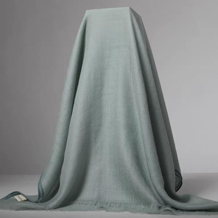 thin cashmere shawl 180x90 cm breathable herringbone scarf moss green color