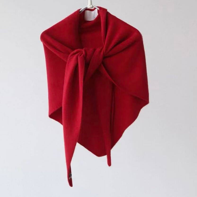 	triangle cashmere shawl styling over coat