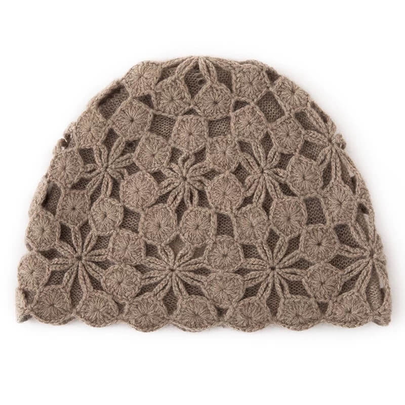 Luxury 100% cashmere handmade crochet beanie hat double-layer structure warm and breathable