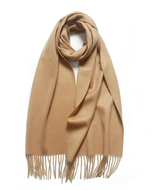 Luxury 100% cashmere finger scarf in camel by VINCI Cashmere