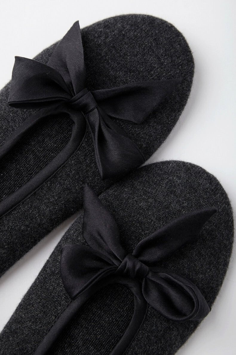 Women's charcoal gray 100% cashmere ballet slippers