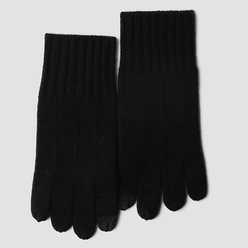 premium black cashmere gloves for men winter