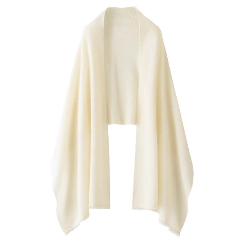 Luxurious 100% Cashmere Scarf wedding bridal Wrap | Reversible knit Fringe Shawl for Women，Pure white cashmere shawl — ideal as a wedding guest gift