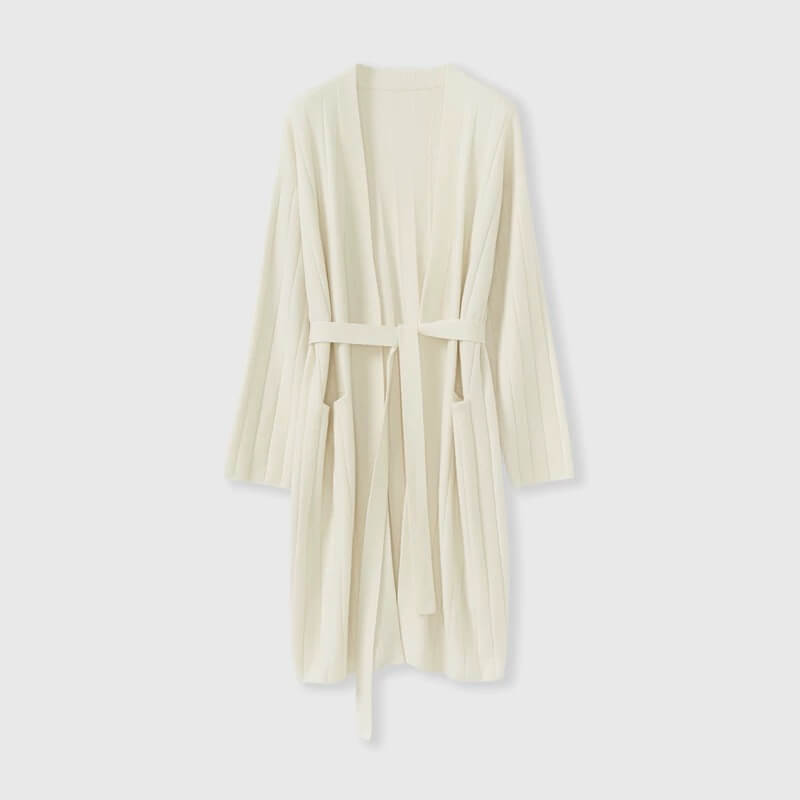 High-end women’s knee-length cashmere cardigan M and L sizing