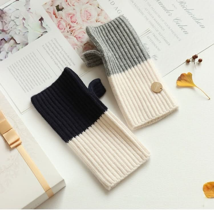 Women's Fingerless Cashmere Gloves,Fingerless mittens with separate thumb hole