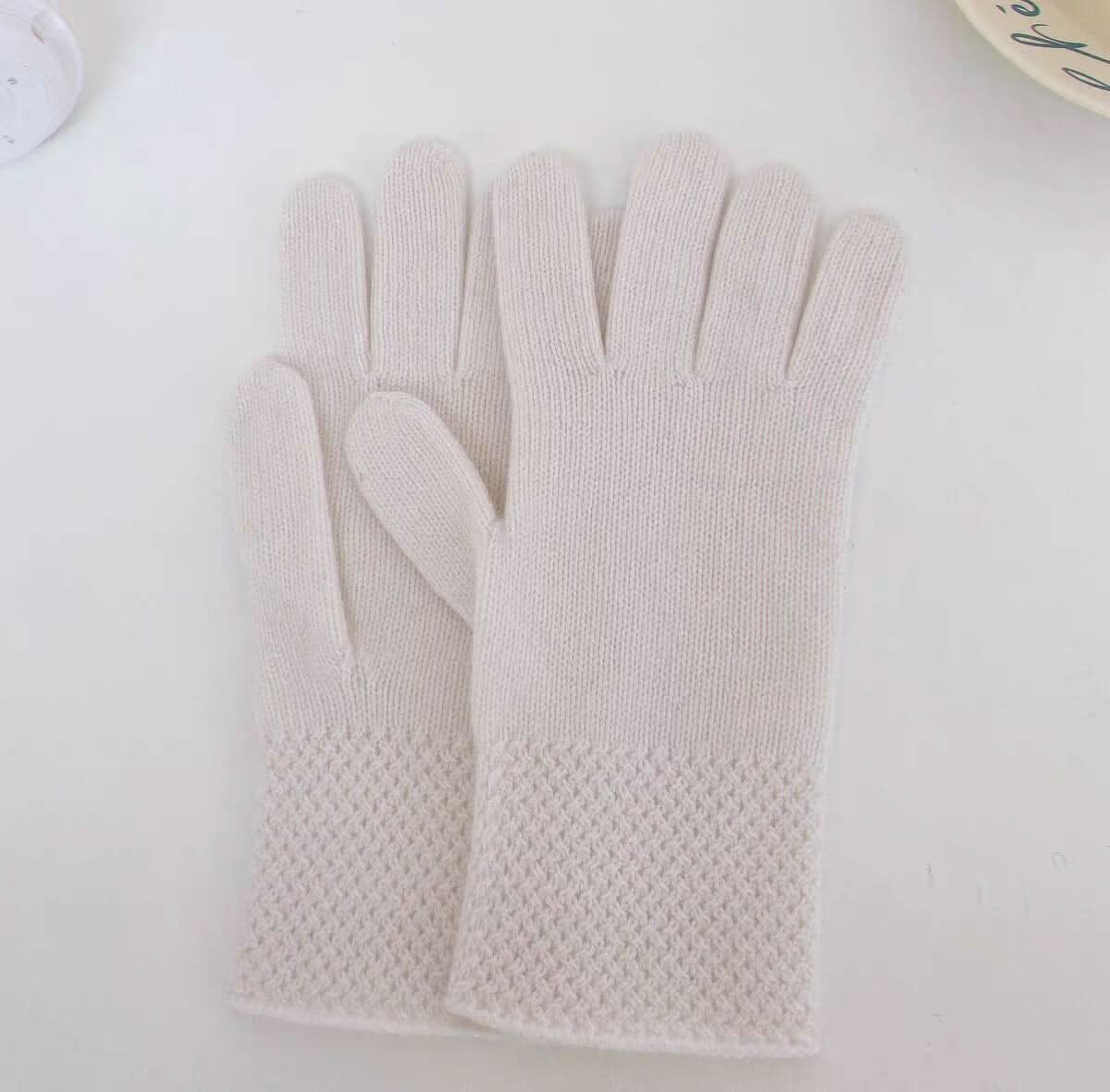 women's white pure cashmere gloves