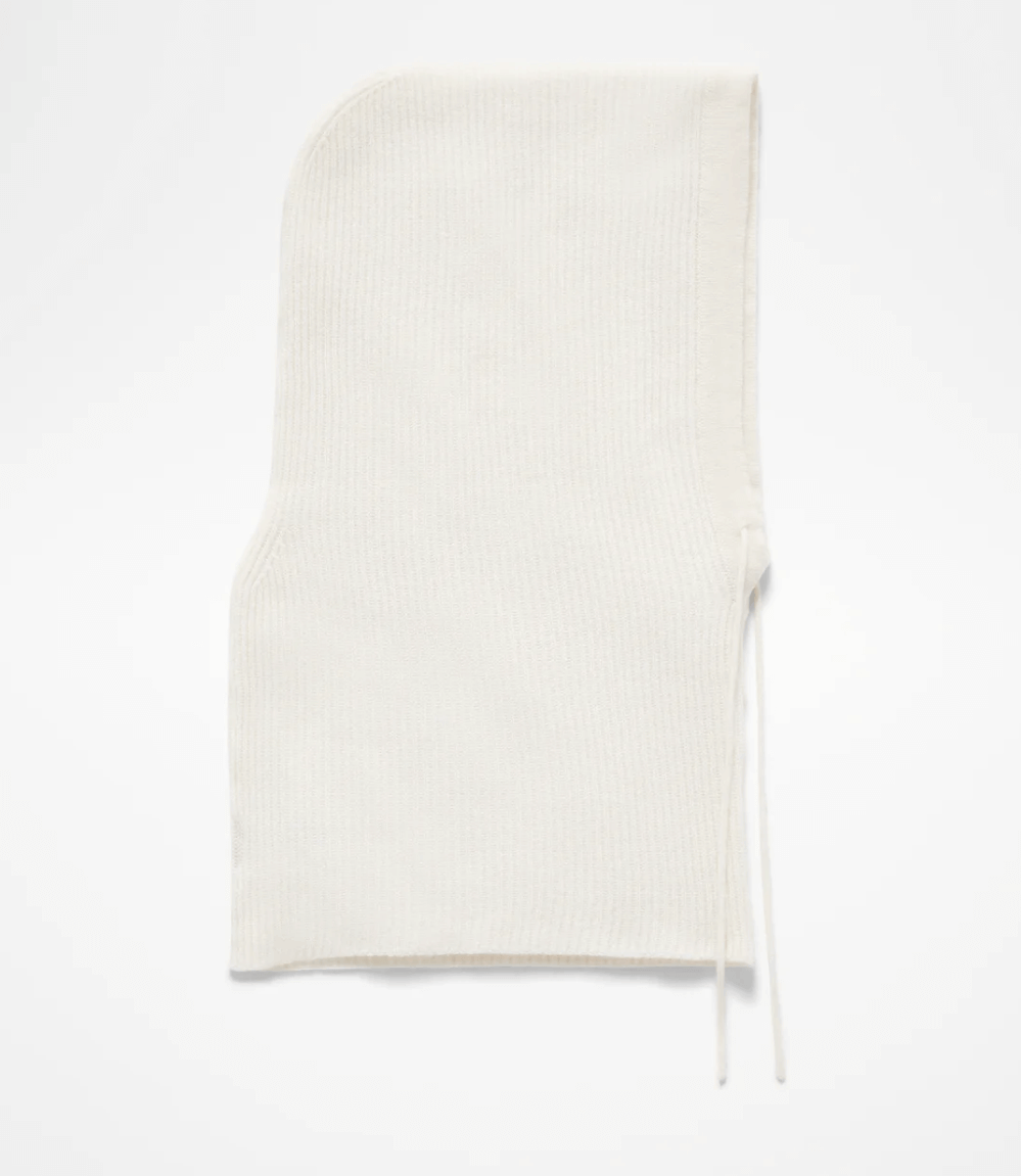 White 100% cashmere winter balaclava neck warmer,Unisex cashmere balaclava for travel and winter