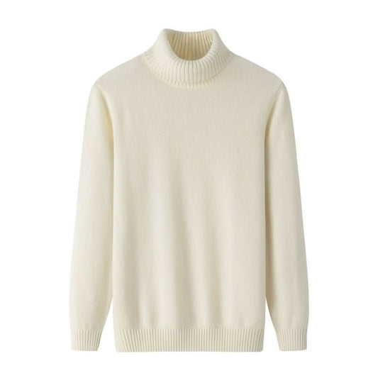 men's white 100% cashmere sweater turtle neck 