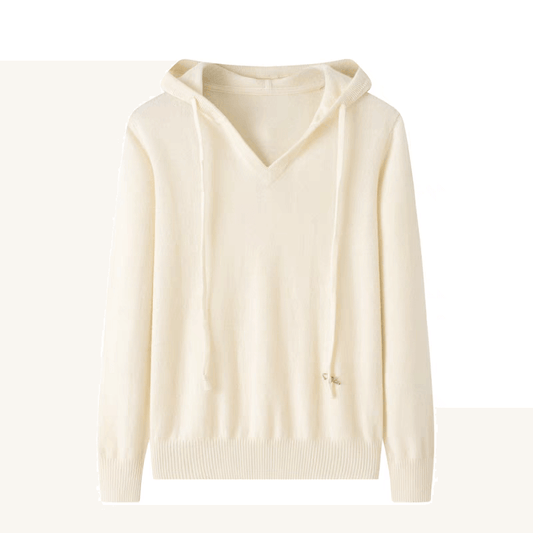 women's cashmere hoodie sweater in white