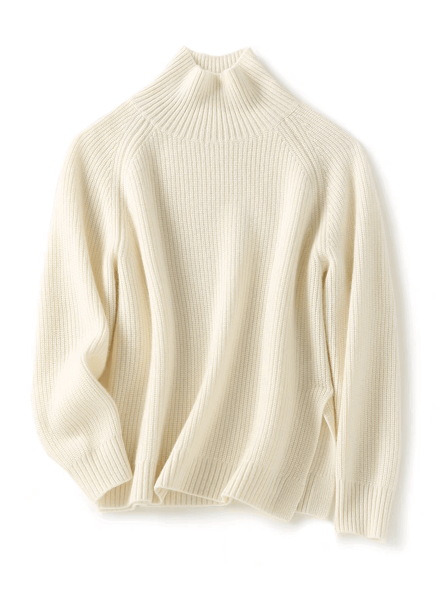 women ribbed white cashmere sweaters